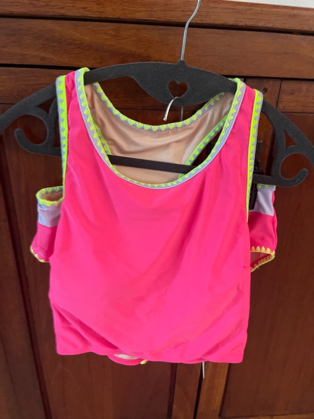 Cupshe Ladies Bright Pink Neon Trim Tankini. NWT. Size M